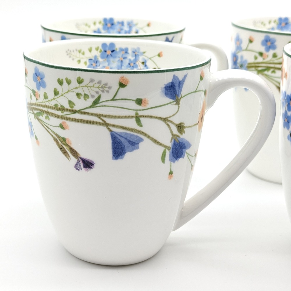 Mikasa Quinn Bone China 12 Oz. Coffee Mugs Floral Set of Four New - Picture 5 of 11